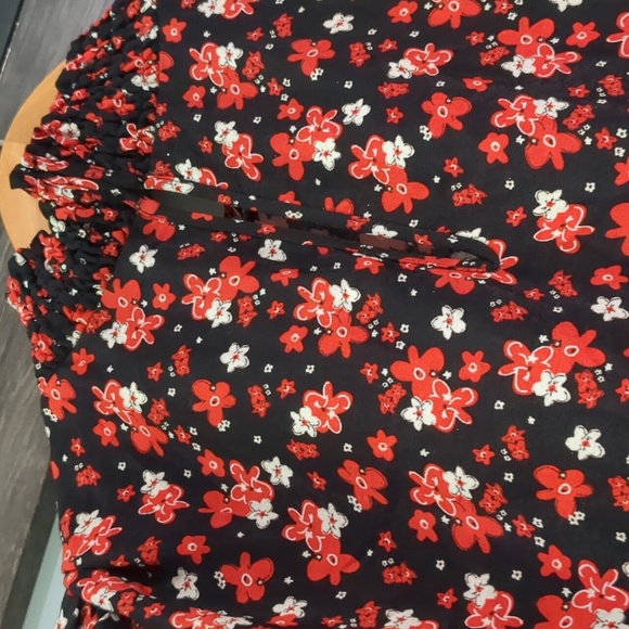 ZARA Ruffle Floral Cottage Dress midi maxi Black red NWT XXl - Picture 10 of 15